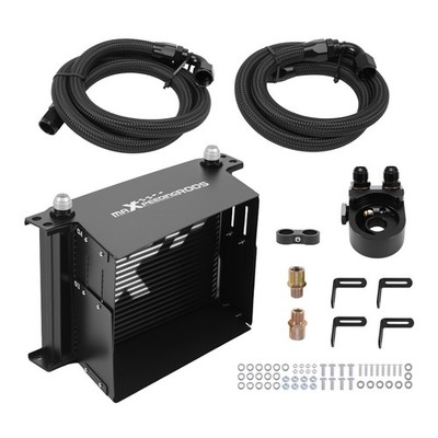 25 Row Universal Oil Cooler 10AN Black Transmission Engine with Hoses