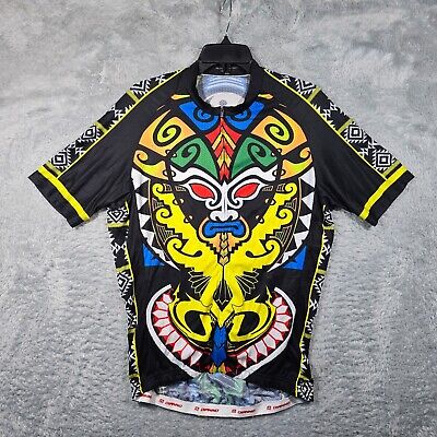 Dianno Cycle Shirt Mens XXL Tiki Face Full Zip Performance 3.0 Short Sleeve
