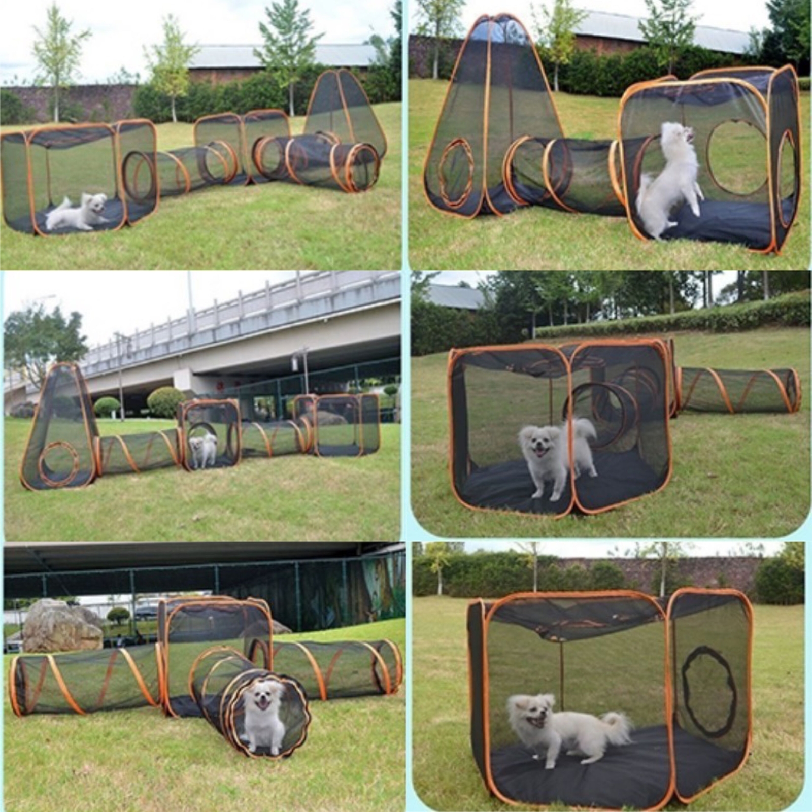 Portable Foldable Pet Playpen With Tunnel - Enclosed Cat & Dog Tent For Indoor/Outdoor, Travel & Camping