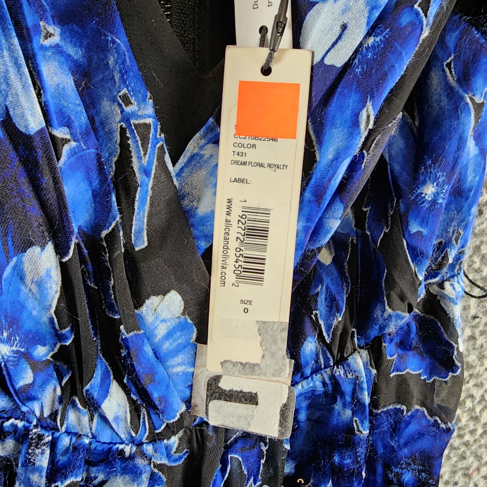 Alice + Olivia Samantha Faux Wrap Maxi Dress Women's 0 Black/Blue Silk Blend - Picture 9 of 14