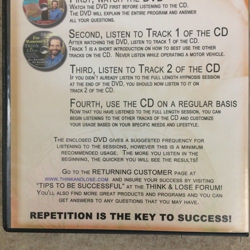 Don Mannarino's Think & Loose Weight Loss DVD CD Program