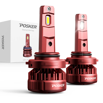 POSKER 9006 LED Headlight Bulbs Combo 400 Brighter 6500K Cool