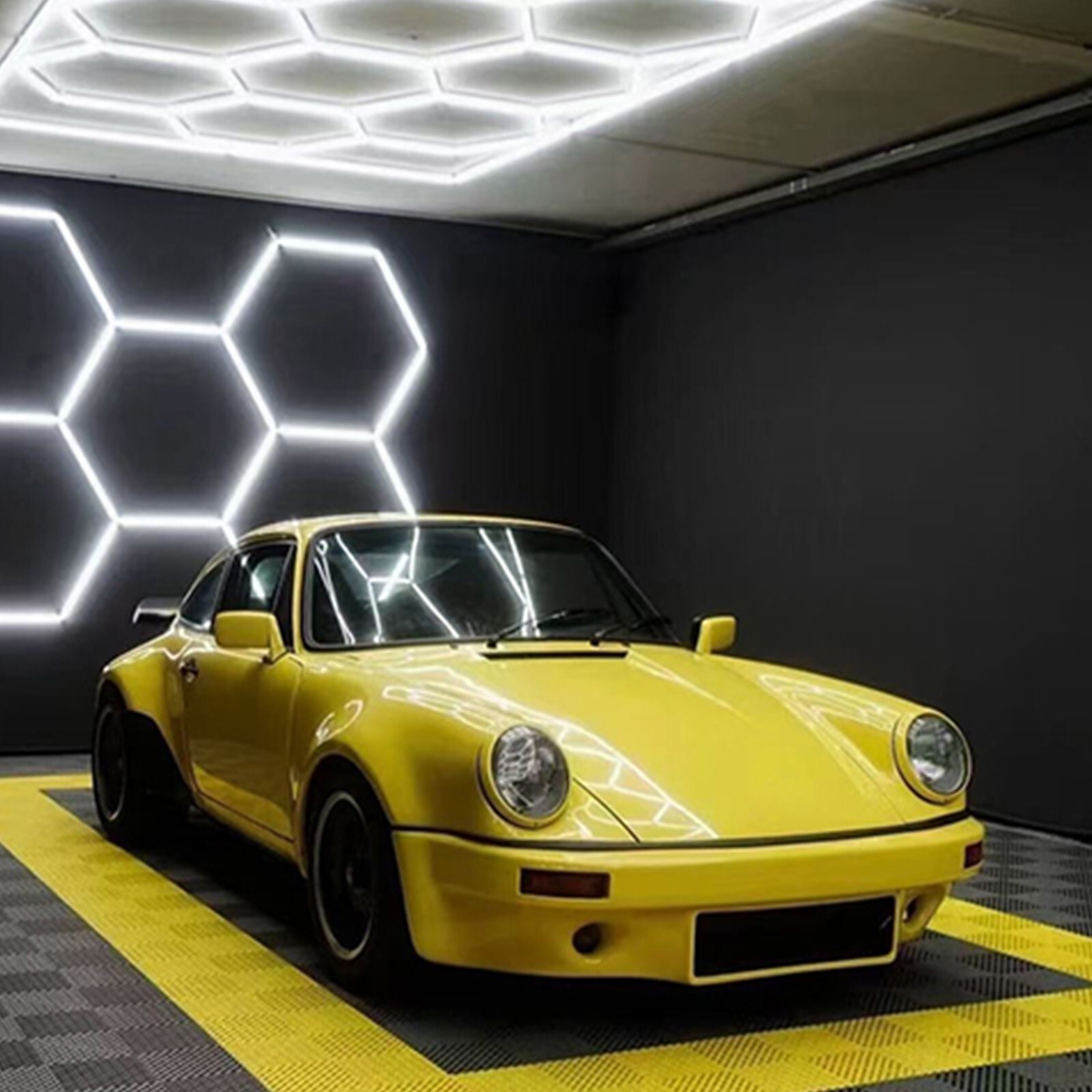 Car Detailing Hexagon LED Shop Light 14400LM 144W for Garage Basement Gym Office