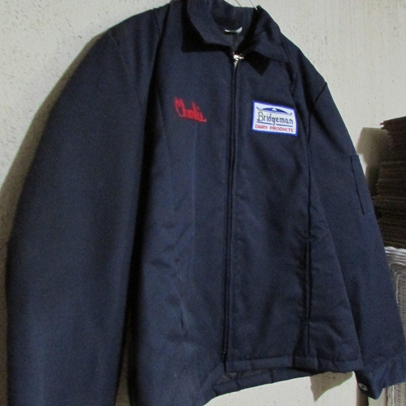 NOS Vintage 70’s milkman milk bottle delivery Advertising jacket BRIDGEMAN DAIRY