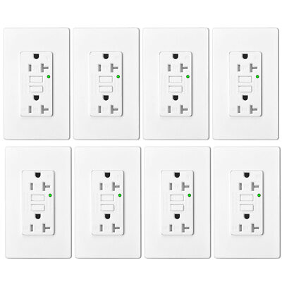 GFCI Outlet 20A Self Test Ground Fault Receptacle TR WR with LED Indicator 8Pack