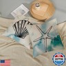 JEFERSO Nautical Coastal Pillow Covers 18x18 Set of 2 Blue Seashell Starfish Throw Pillows Summer Beach Themed Ocean Decorative Pillow Cases Outdoor Holiday Linen Cushion Case for Couch Sofa Decor