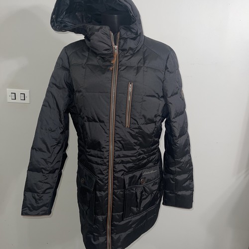 Eddie Bauer Jacket Women Medium Black Parka Down Bubble Coat Outdoor