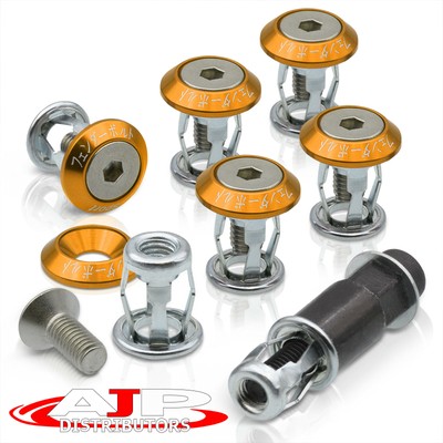 For Jdm Sport 6 Piece Anchor Type M8 Fender Washers Dress Up Kit Set W/ Key Gold