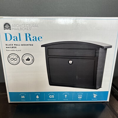 Architectural Mailboxes Dal Rae Galvanized Wall-Mount Black Mailbox + Lock, Keys