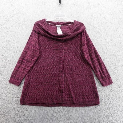 Catherines Space Dye Cowl Neck Tunic Sweater Size 0X Pink Women Long Sleeve NWT