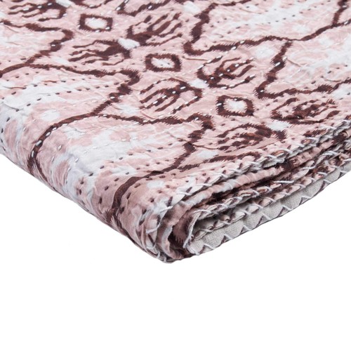 Абстрактное одеяло из хлопка Kantha размером 50 X 70 см розового и коричневого цветов с вышивкой