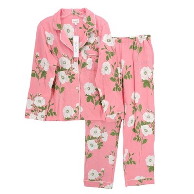 NWT BEDHEAD PJs Pajamas Women’s Long Sleeve Pant Set WHITE POPPY Stretch MEDIUM