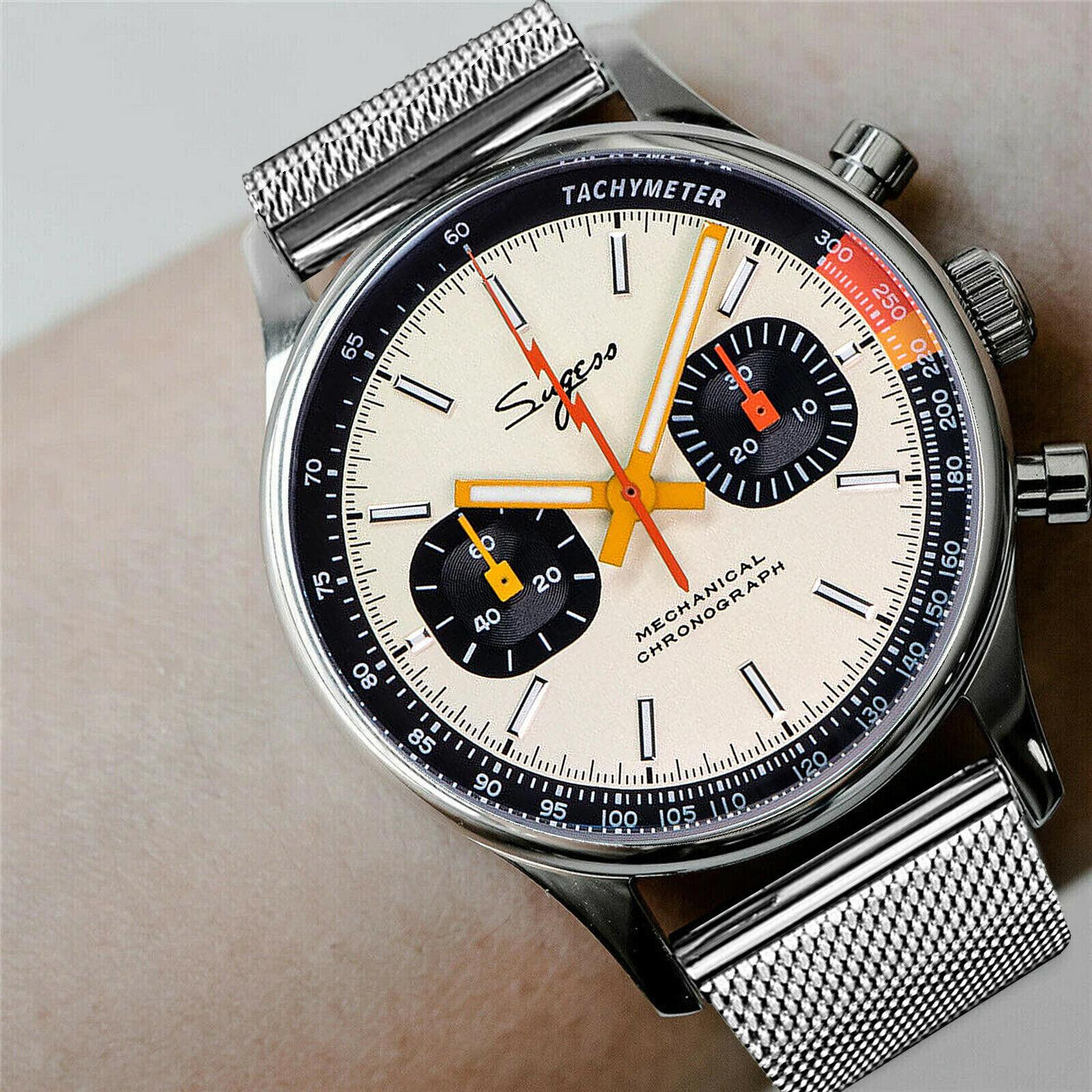 Pre-owned Sugess Chrono Walker Swanneck Enamel Dial Chrono Watch Seagull 1963 Suchp005m V2
