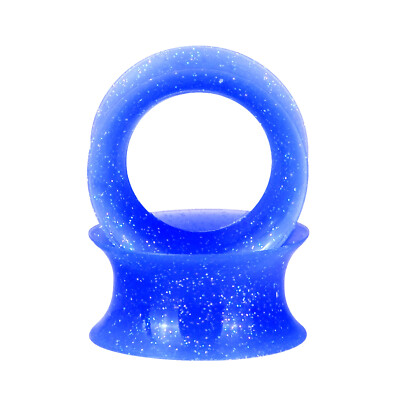 ULTRA THIN EAR SKINS TUNNELS-Gold Glitter Silicone Ear Gauge-Soft Ear plugs-PAIR