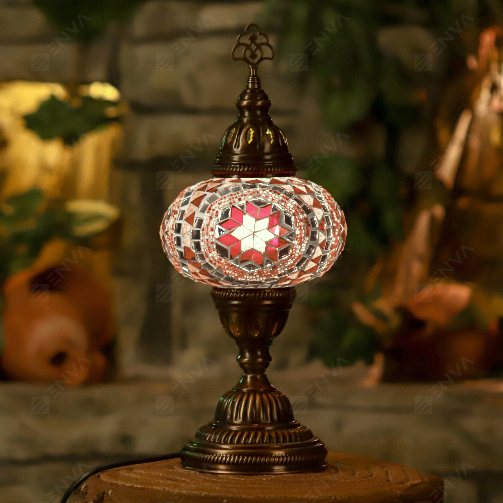 Handmade Turkish Moroccan Mosaic Table Bedside Tiffany Desk Lamp Light Large - Picture 10 of 24