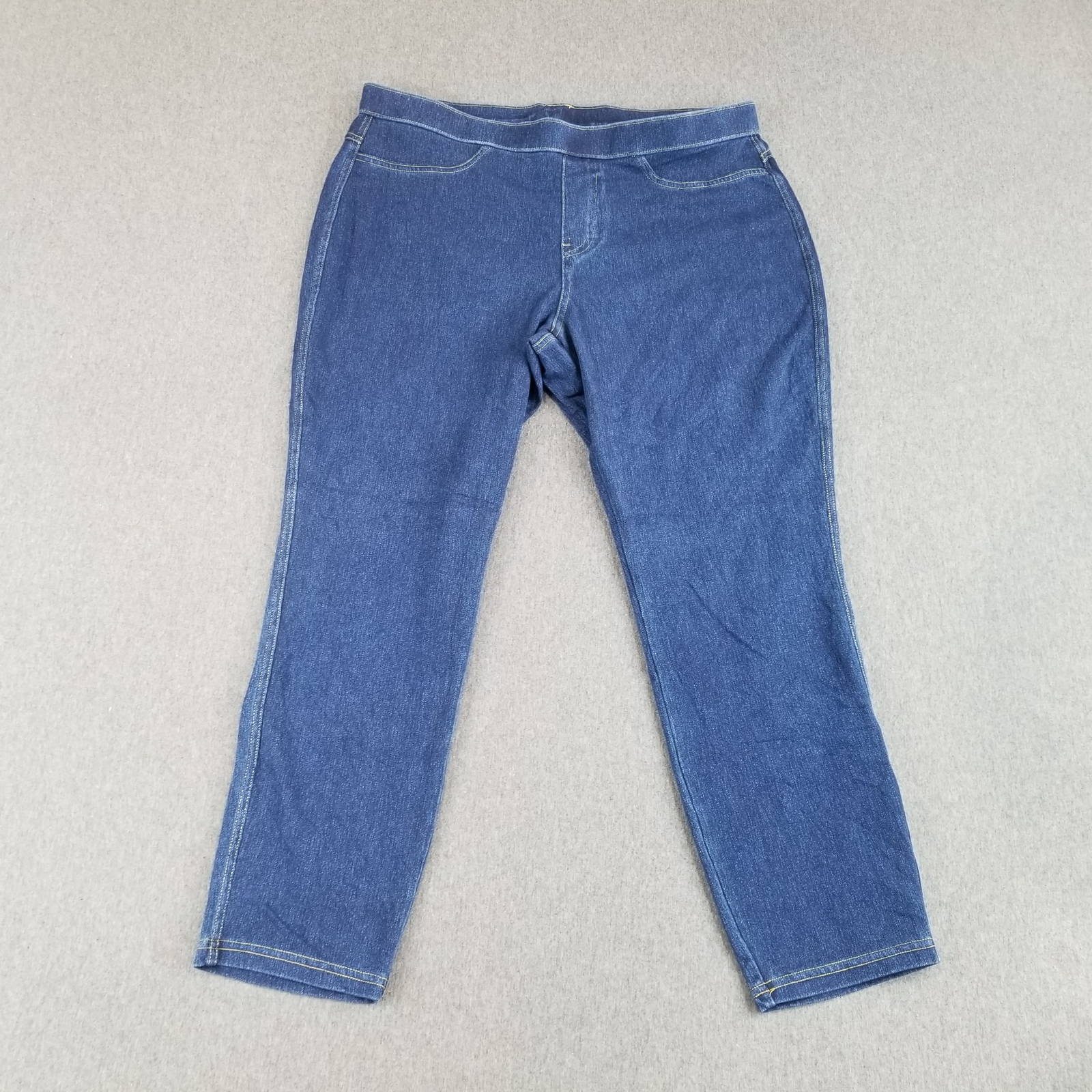 No None Sense Jeans Women's Sz Large Pull On Stretch Waist Blue Dark Wash Comfy