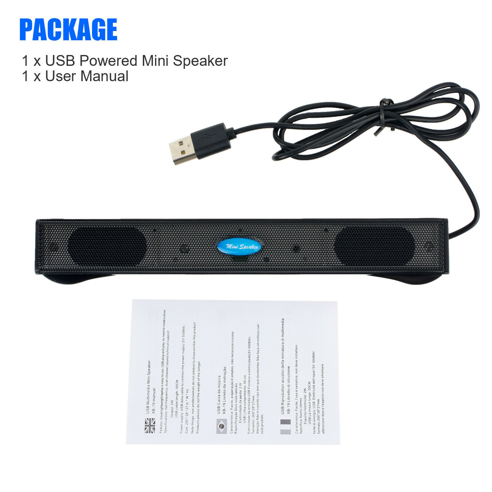 Wired USB Computer Speakers Stereo Sound Bar With Clip For PC laptop Desktop