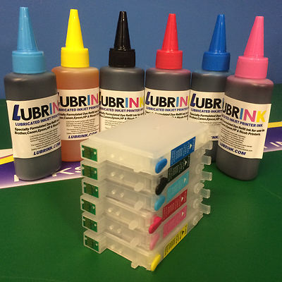 6x Refillable Cartridges + INK For Epson Stylus Photo RX600 RX620 RX640 T0481-6