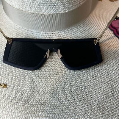 Pre-owned Fendi Large Black Signature Shield Sunglasses “ffm0076/g/s”