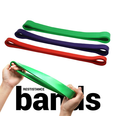 Set of 3 Exercise Yoga Power Gym Fitness Workout Heavy Duty Resistance Band Loop