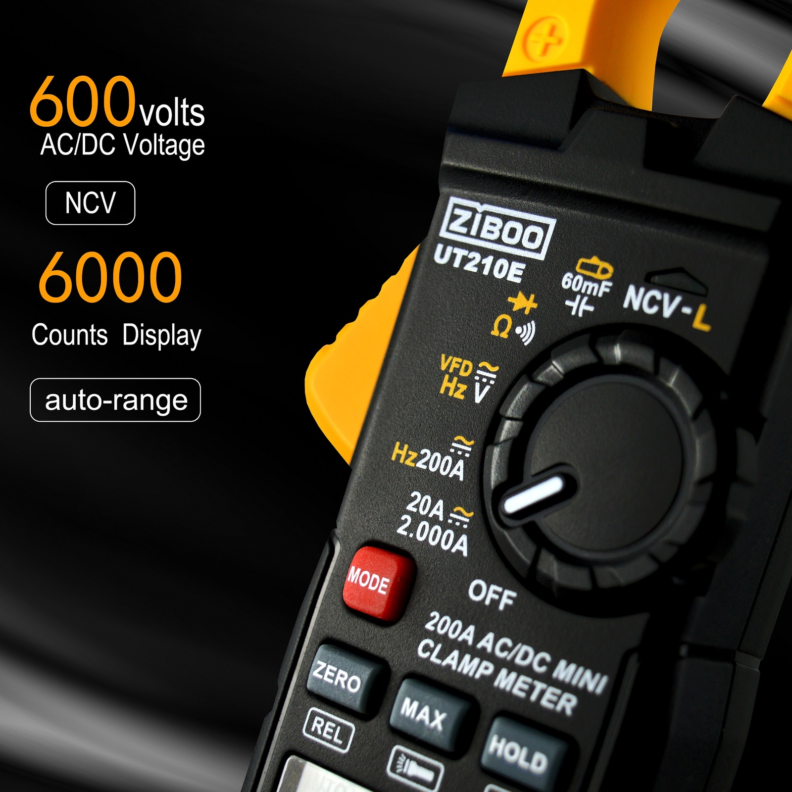 ZIBOO UT210E Clamp Meter Digital Multimeter Handheld RMS AC/DC Mini Resistanc