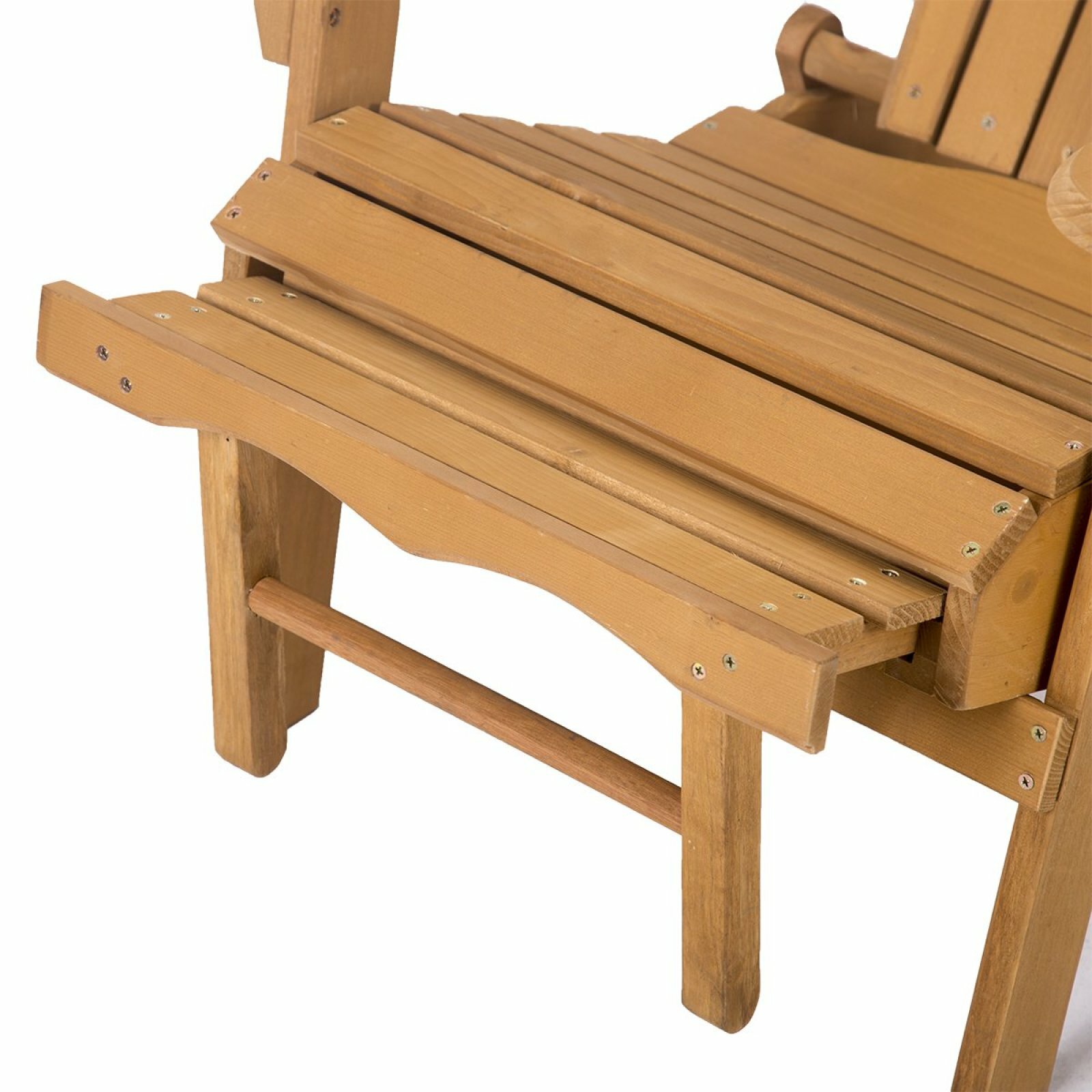 FDW Outdoor Wood Adirondack Chair Foldable w/Pull Out Ottoman Patio Furniture