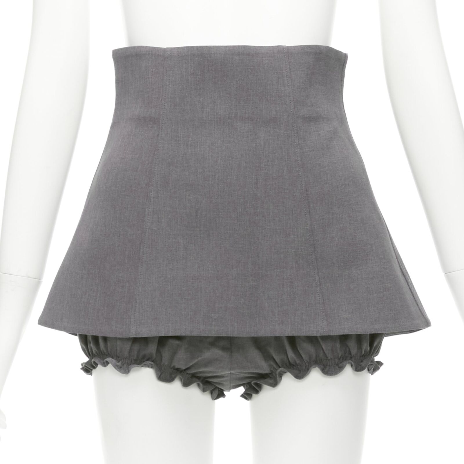 SHUSHU TONG grey ruffle skirt overlay high waisted layered SHUSHU TONG grey ruffle skirt overlay high waisted layered