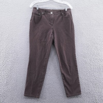 Chicos Womens Slimming Slim Leg Ankle Jeans Size 1 US 8 Short Brown Mid Rise