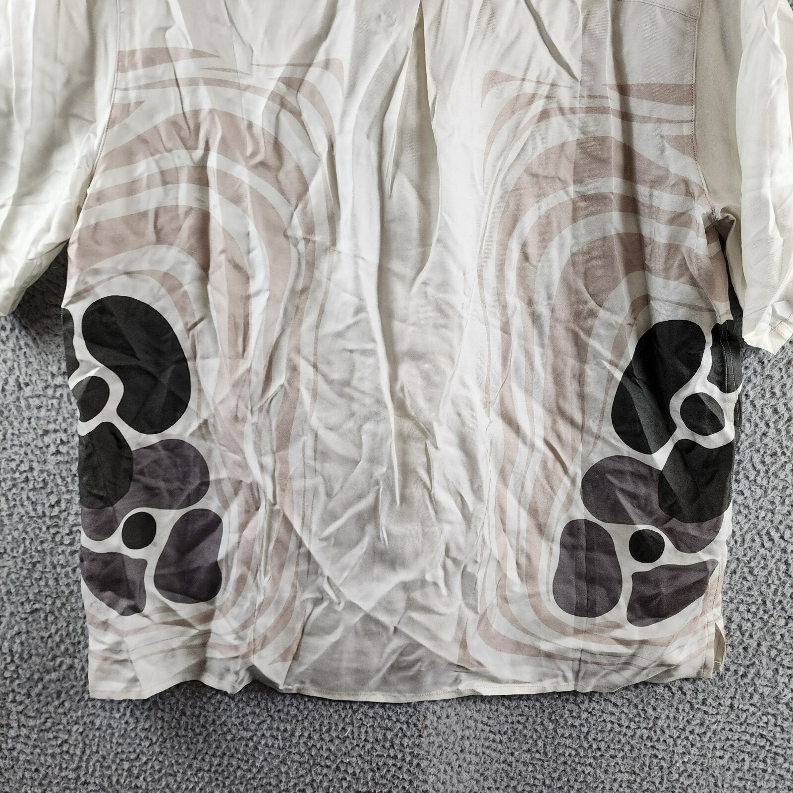 VAYDER Montague Regular Fit Silk Blend Cuban Shirt Men's L Silver Taupe Printed - Picture 13 of 15