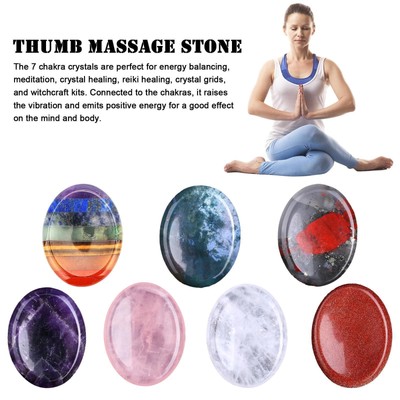 7 Chakra Worry Thumb Stone Gemstone Reiki Antianxiety Stone x 1 Crystal HOTU
