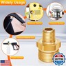 Boltigen M22 x 1/4NPT Pressure Washer Adapter, 2PCS Brass Hex Nipple Power Washer Coupler, 1/4NPT Female to M22-14 Male Brass Fitting，4800PSI…