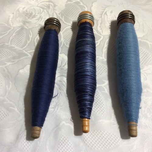 Antique Wood Wooden Tall Bobbin Spools Lot of 3