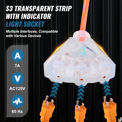 VEVOR Retractable Extension Cord Reel 30 FT 16AWG/3C SJTOW Power Cord ETL Listed