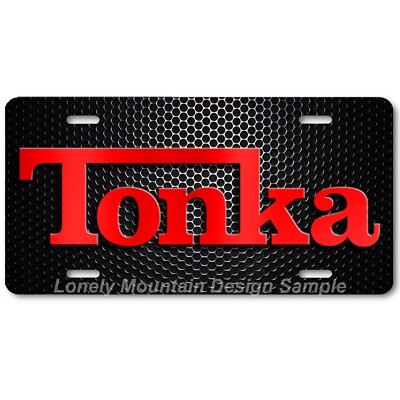 Tonka Inspired Art Red on Mesh FLAT Aluminum Novelty Auto License Tag Plate