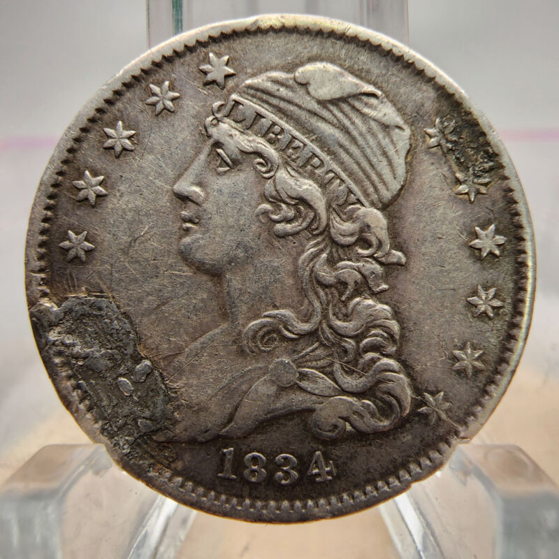 Rare 1834 Bust Quarter AU Details Soldier on Obverse US Collectible Coin🎉