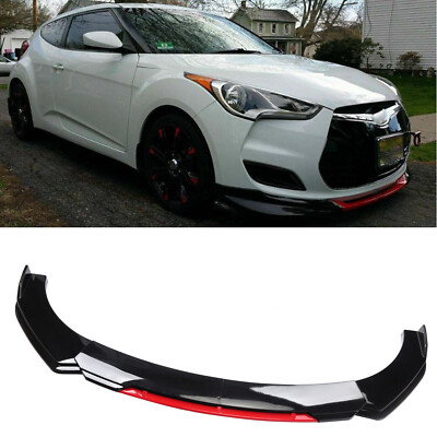 For Hyundai Veloster Front Bumper Lip Splitter Spoiler Body Kit Black+Red