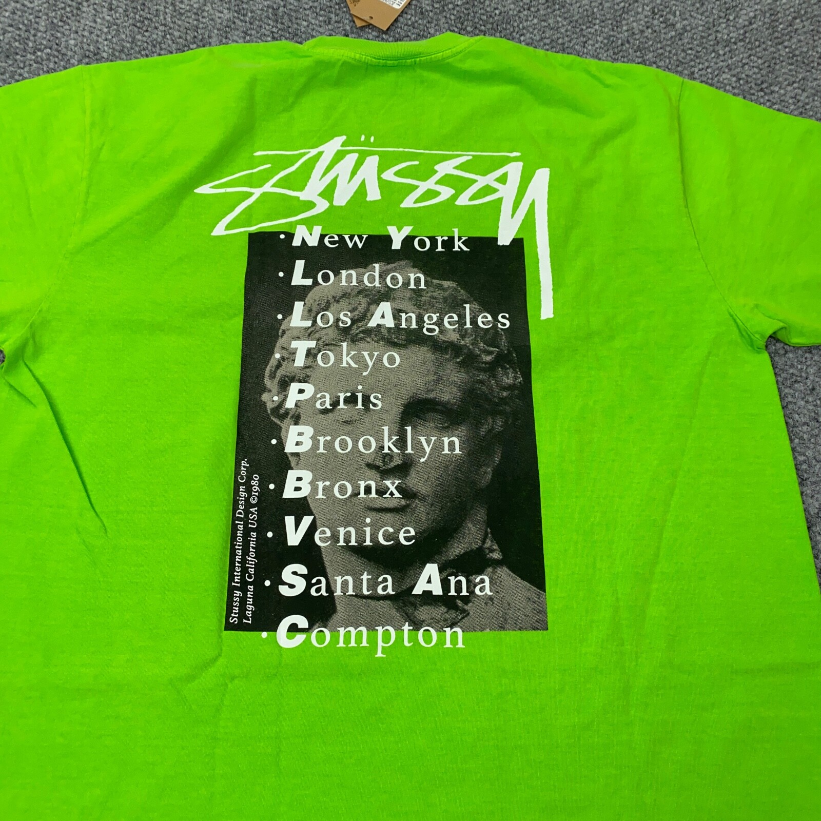 Stussy Statue Pigment Dyed Tee Mens XL Green Short Sleeve