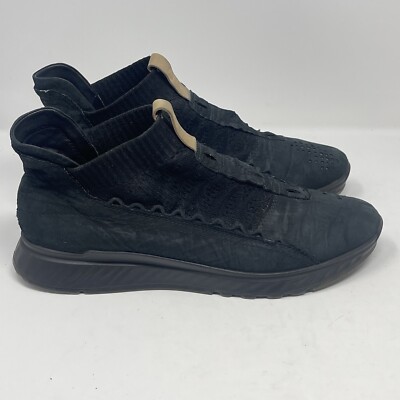 ECCO St.1 Lite Shoes Womens 11 EU 42 Black Leather Mesh Ankle Sneakers No Insole