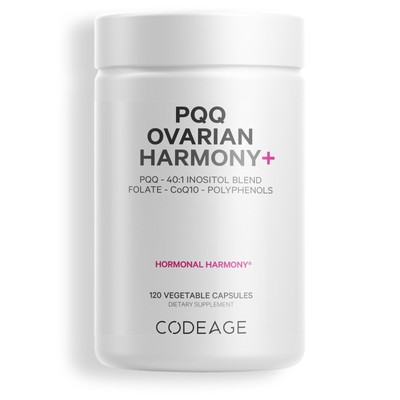 Codeage PQQ Ovarian Harmony, Myo + D-Chiro-Inositol, CoQ10, Folate, PQQ, 120 ct