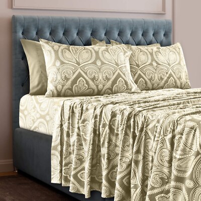 6 Piece Bed Sheets Set Luxury Microfiber Ultra Soft Deep Pocket Bedding Sets