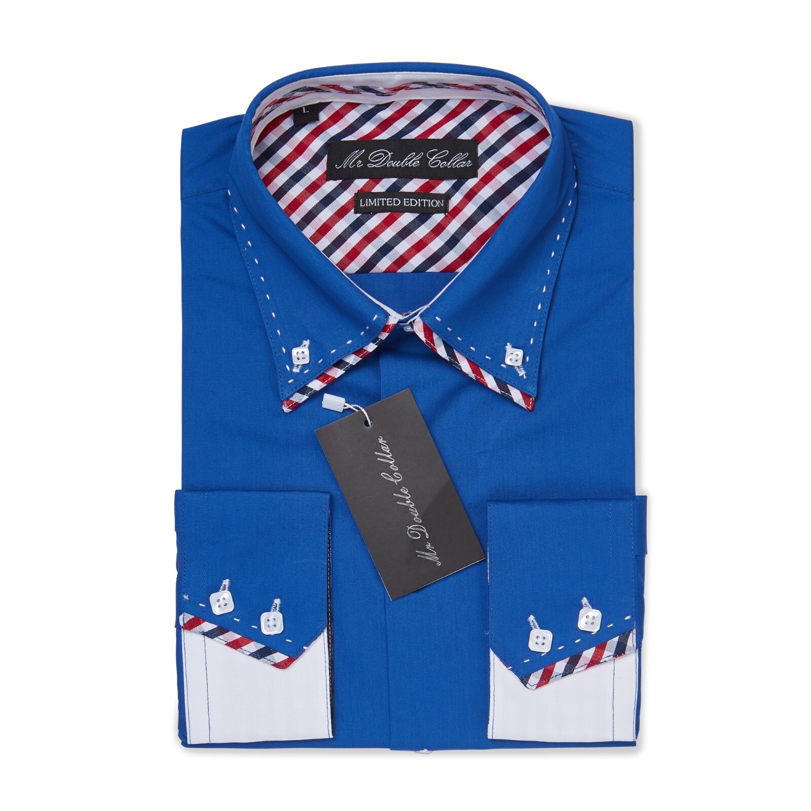 DELADA　デラダ　DOUBLE BLUE STRIPE SHIRT MENS ROYAL BLUE PINSTRIPED DOUBLE COLLAR SHIRT | eBay UK