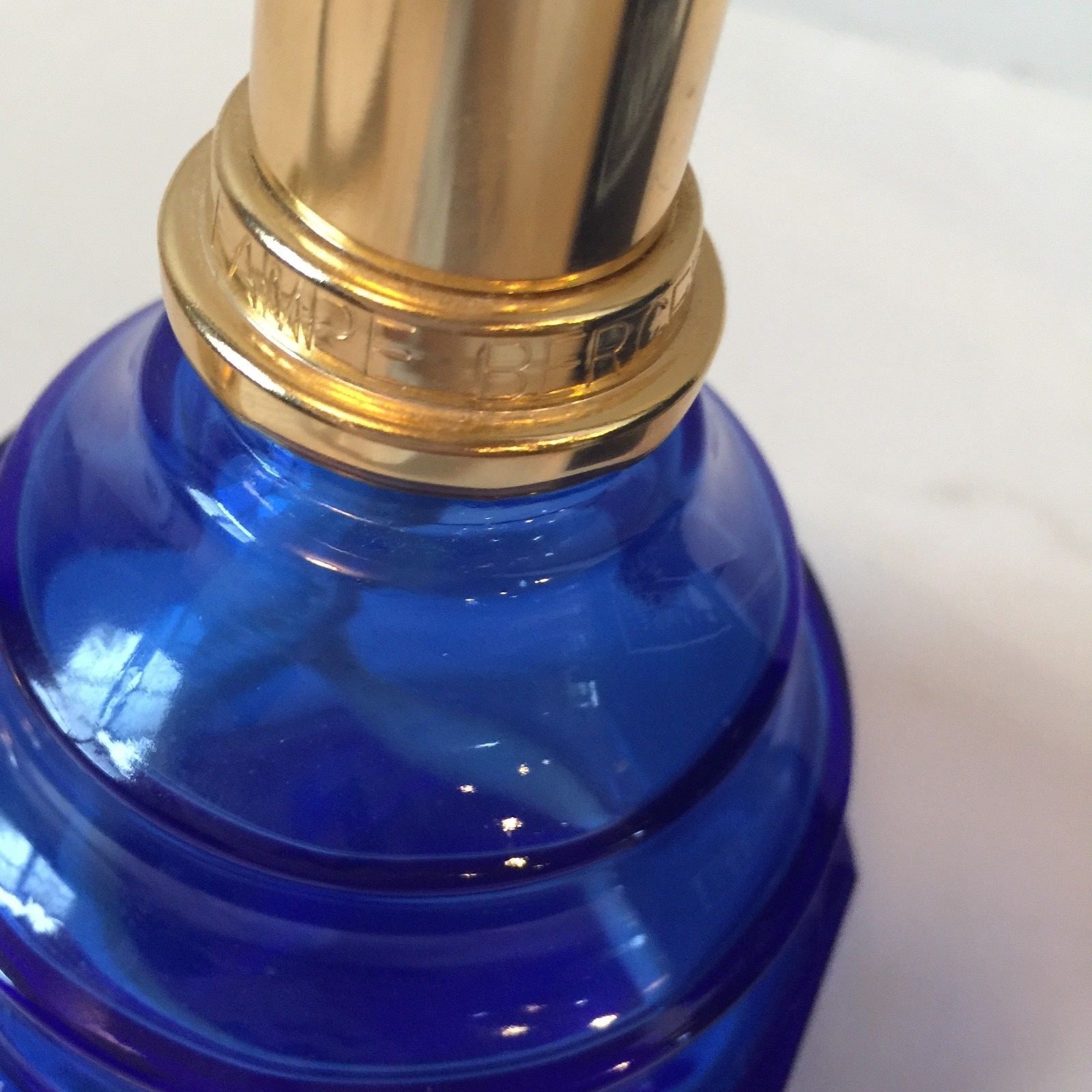 lampe berger paris cobalt blue glass diffuser 27520 with box gold accents