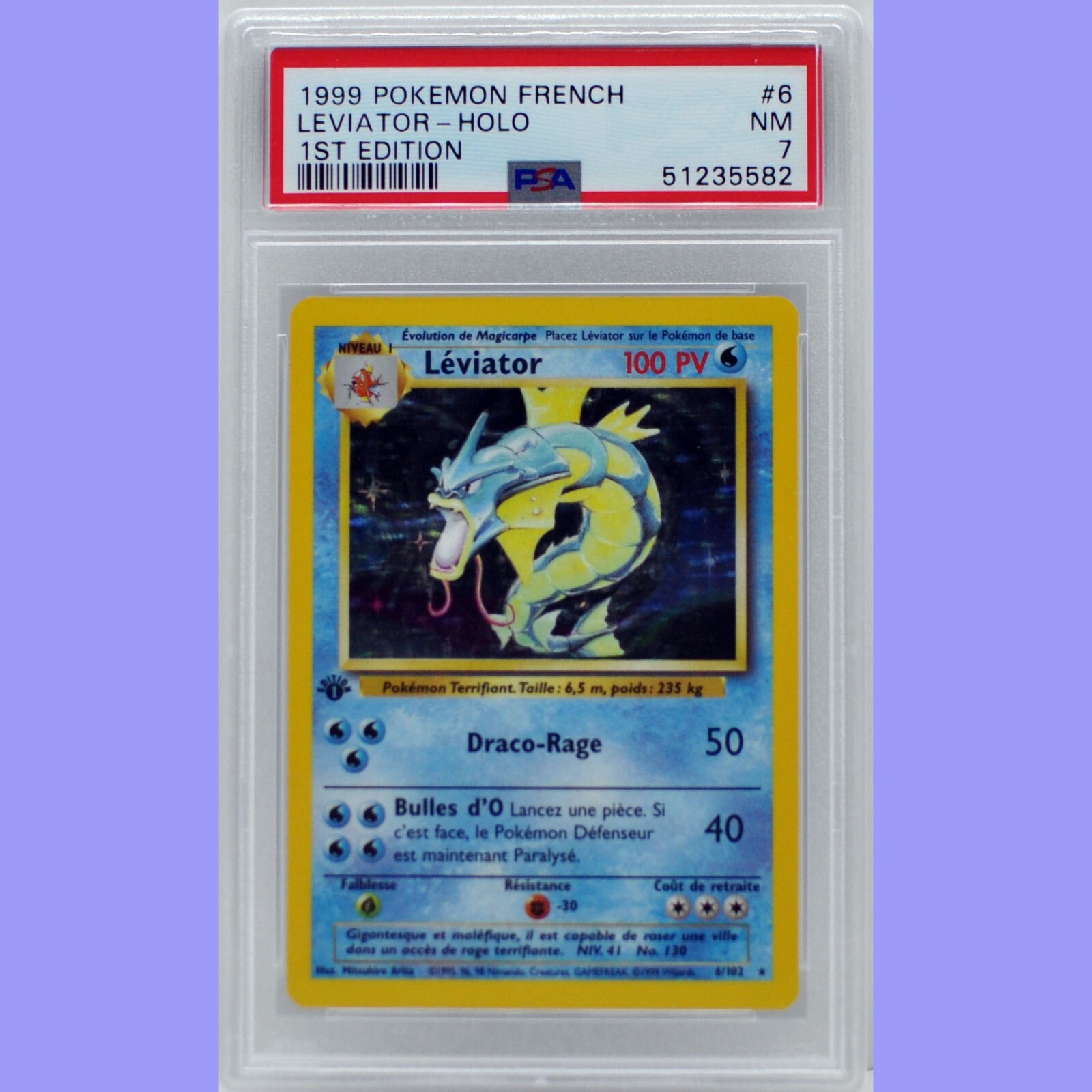 Pokemon 1st Ed. Base Set French Gyarados (Leviator) Holo 6