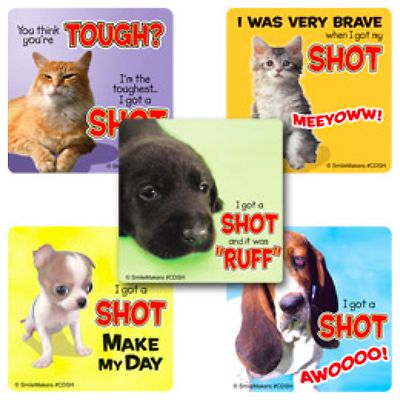Dog and Cat Stickers - Patient Stickers - Vets Doctors Nurses Stickers Flu Shot
