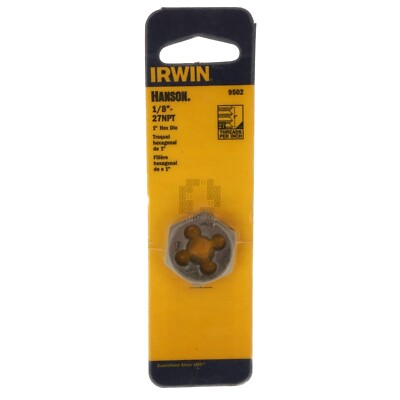 Irwin Hanson 9502 1/8''-27 NPT National Pipe Thread 1'' Hex Die