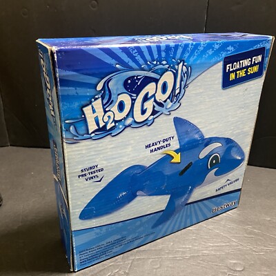 H2O GO! Blue Transparent Whale Rider 62'' x 37'' Inflatable Vinyl Ages 3+ New