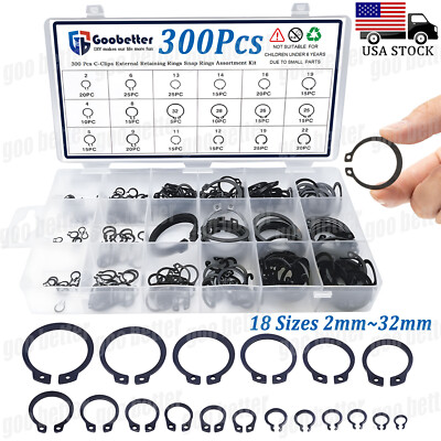 For External Snap Ring Set C Clips Assortment Retaining Clip Circlip 2mm to 32mm