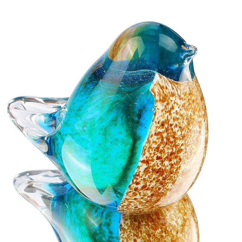 Quligeta Hophen Art Glass Crystal Bird Figurine Handmade Blown Glass Paper Wight
