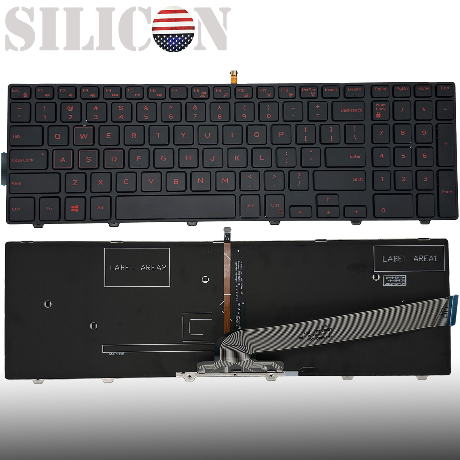 Backlit Laptop Keyboard For Dell Inspiron 15 3000 Series 3551 3558 3559 3565 US