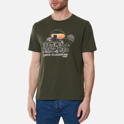 

Мужская футболка с рисунком Levis Deep Depths Green Sportswear Casual Tee Top, Зеленый, Levi's Graphic T-Shirt